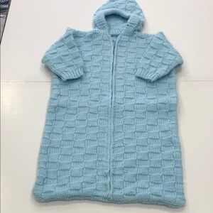 Light Blue Hooded Knit Kids Pajama Gown